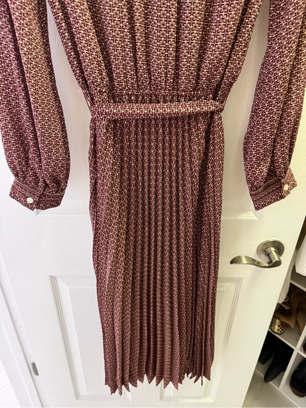 Max Studio Brown Geometric Print Belted Shirt Dress Size S - Picture 6 of 6